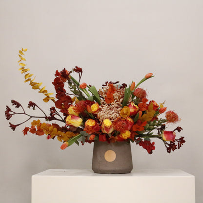 Amor De Fuego luxury floral arrangement premium handcrafted passionate red blooms romantic gifting Kuwait Vitali Concept