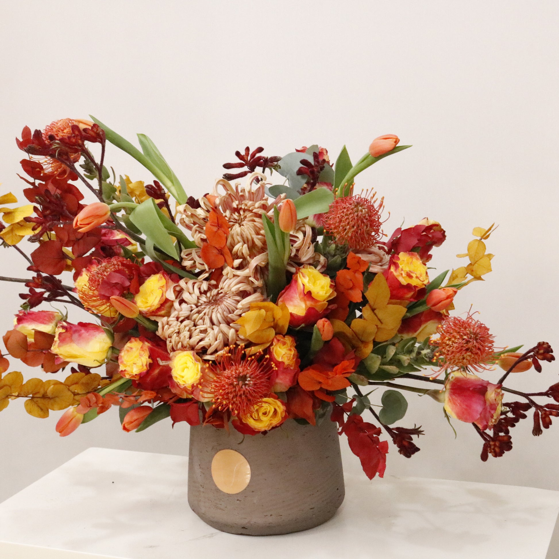 Amor De Fuego luxury floral arrangement premium handcrafted passionate red blooms romantic gifting Kuwait Vitali Concept