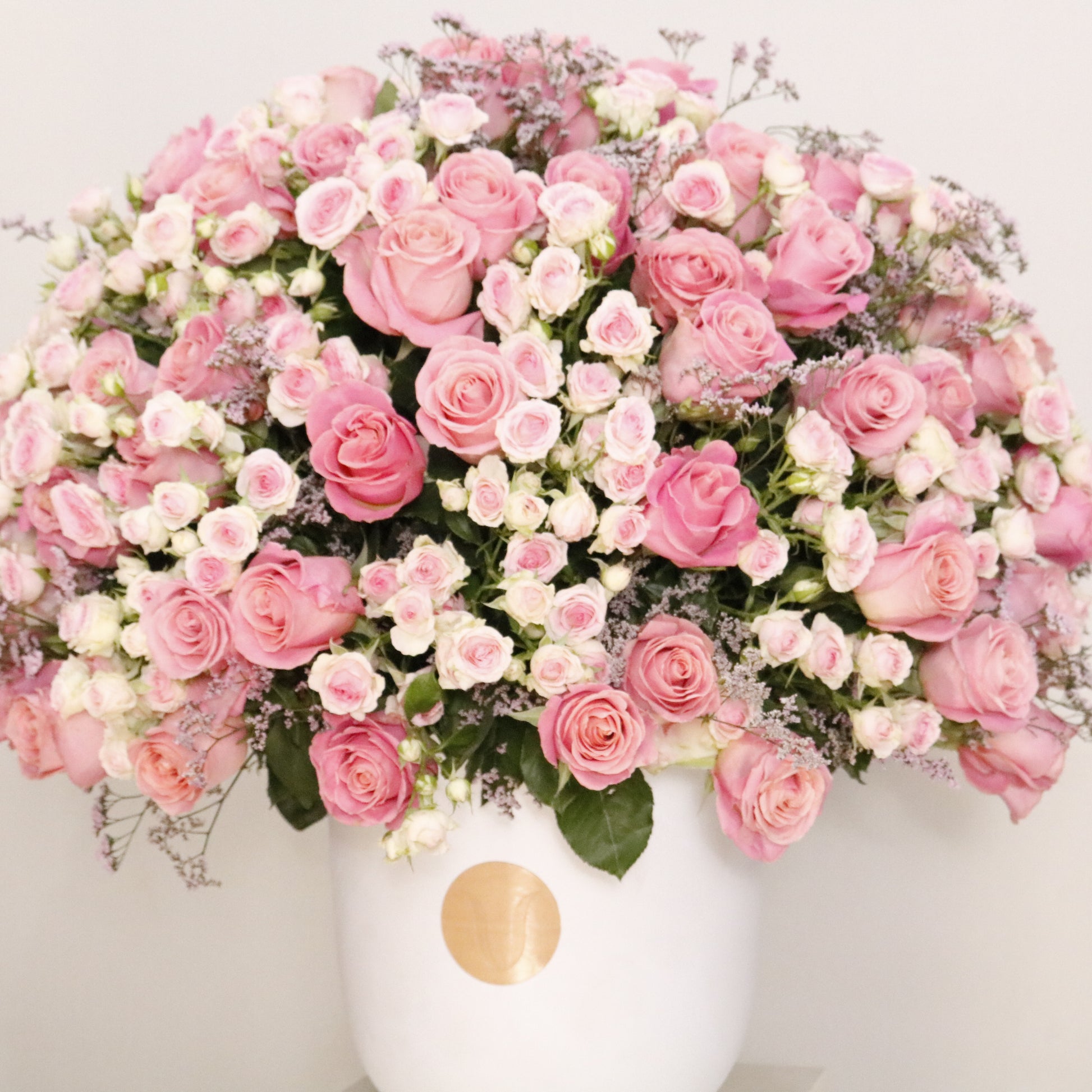 Gardenia III luxury floral arrangement premium pink spray roses sculptural grand interiors Kuwait Vitali Concept