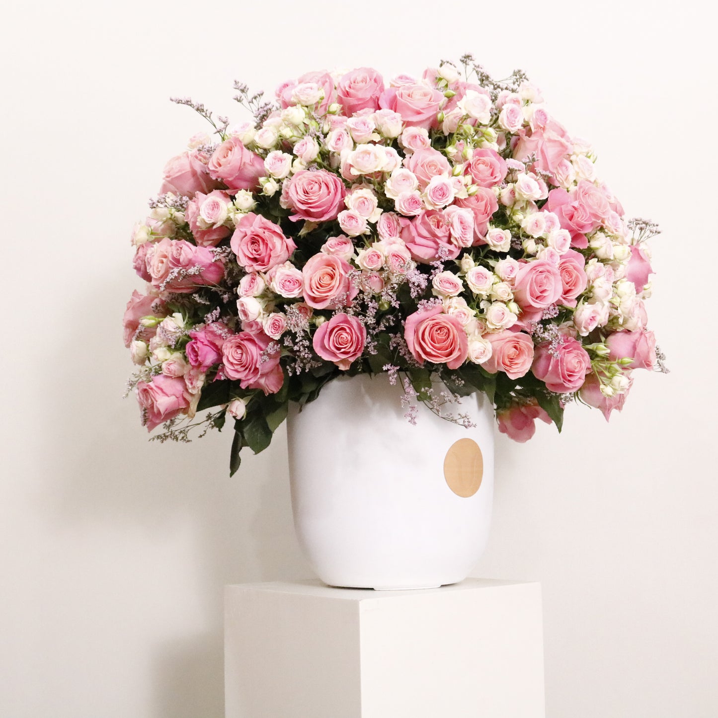 Gardenia III luxury floral arrangement premium pink spray roses sculptural grand interiors Kuwait Vitali Concept