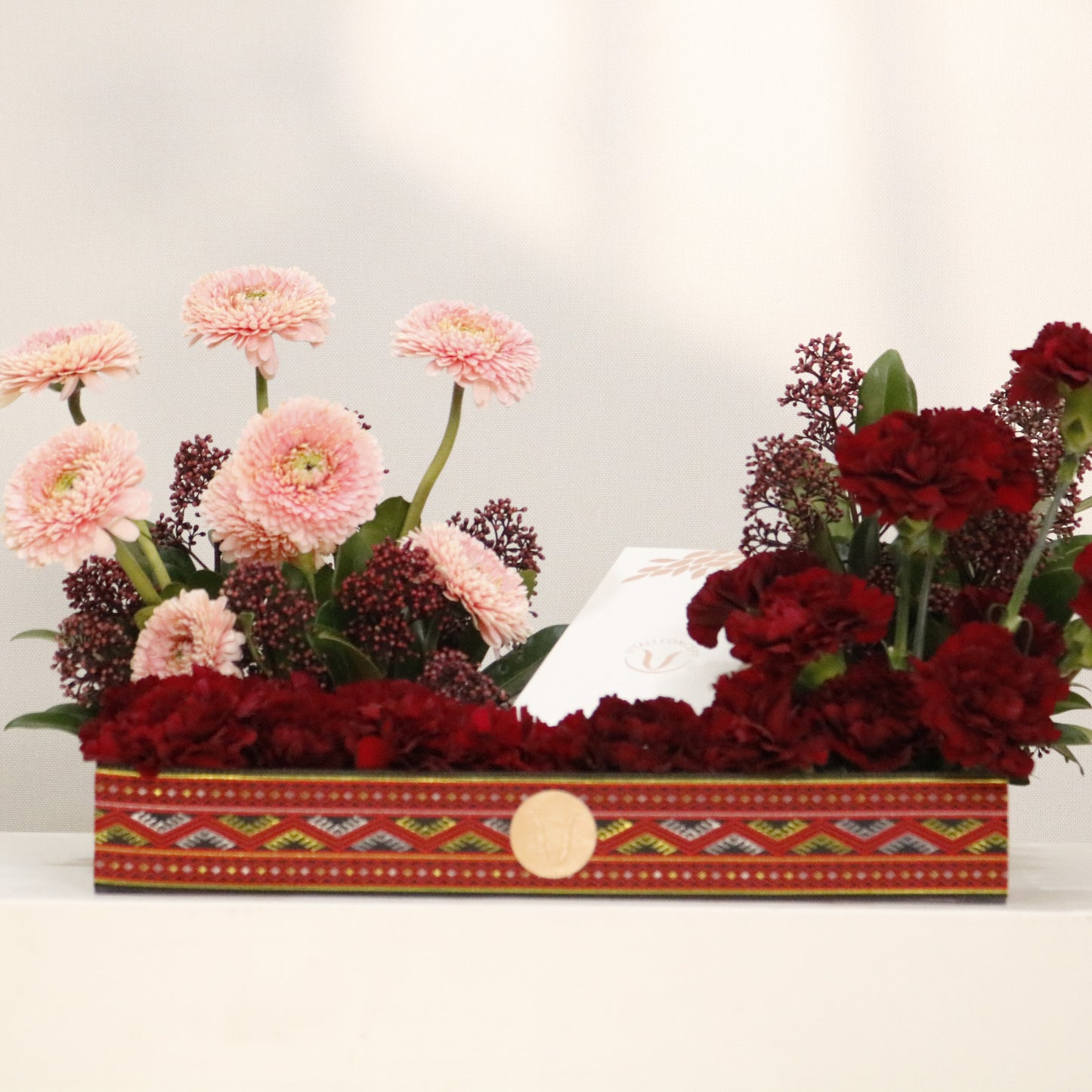 The Sadu Symphony luxury floral arrangement premium handcrafted blooms inspired by Sadu heritage elegant Kuwait Vitali Concept