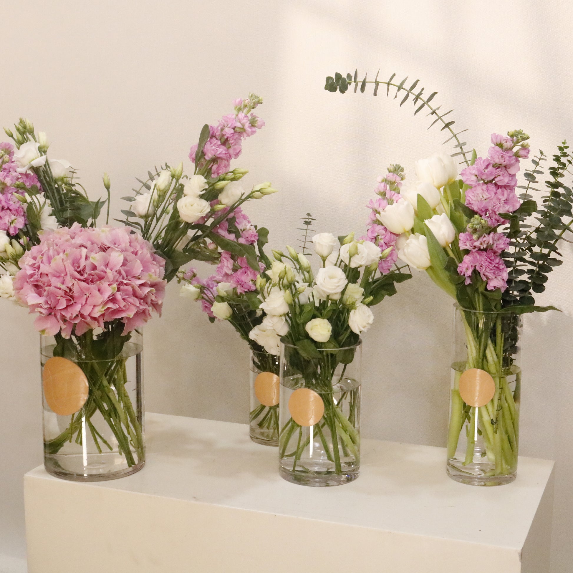 Aurora 3 Pink luxury floral collection set of 3 premium handcrafted pink blooms elegant events receptions Kuwait Vitali Concept