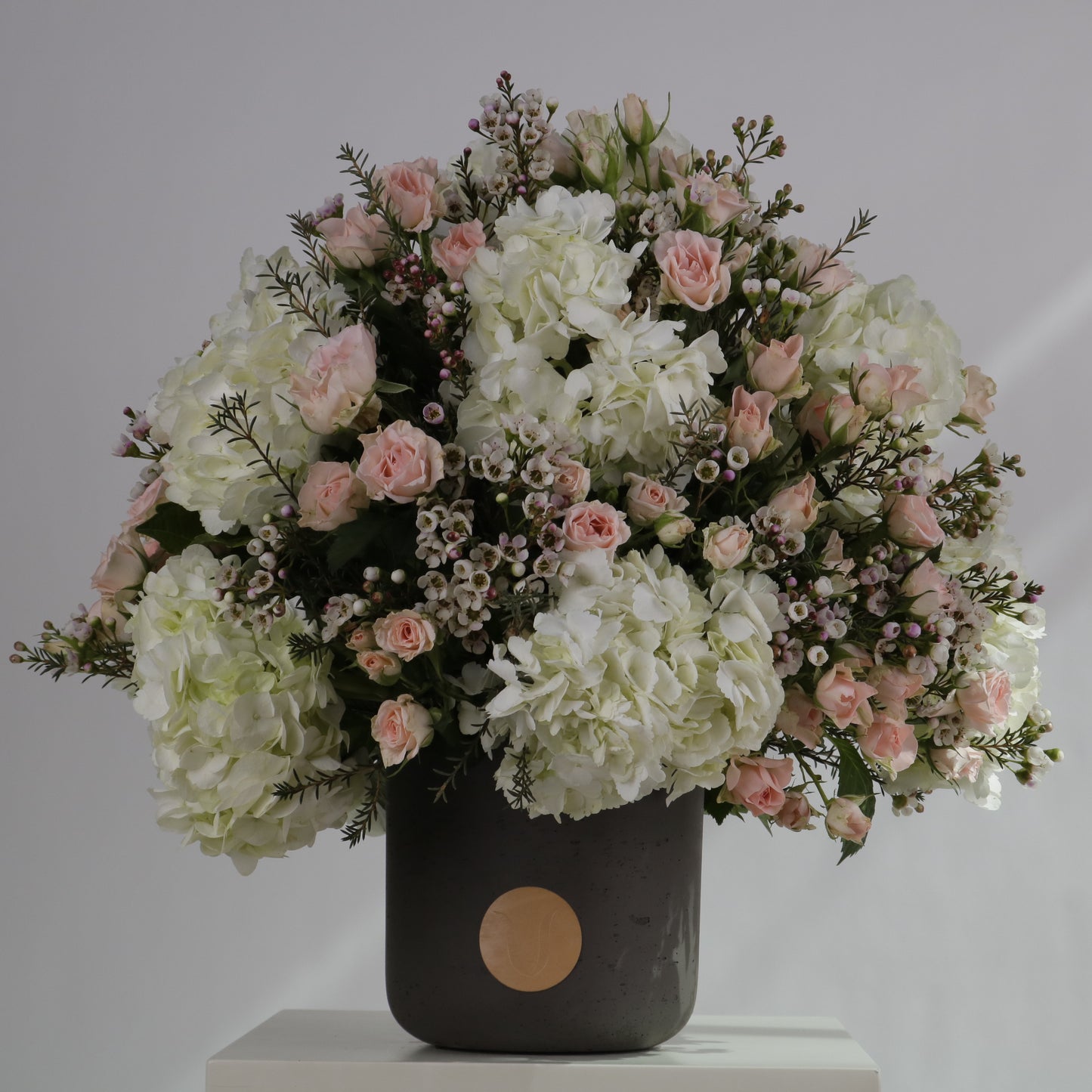 Gardenia Blush luxury floral arrangement premium blush roses handcrafted elegant gifting Kuwait Vitali Concept