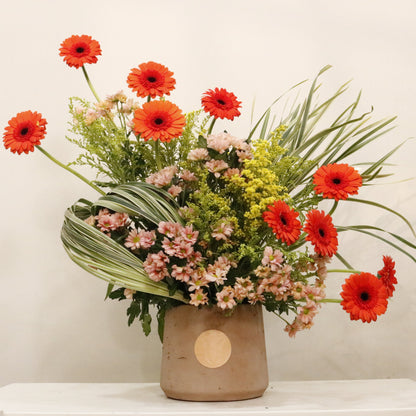 ORÉ luxury floral arrangement premium handcrafted golden toned blooms elegant statement gifting Kuwait Vitali Concept