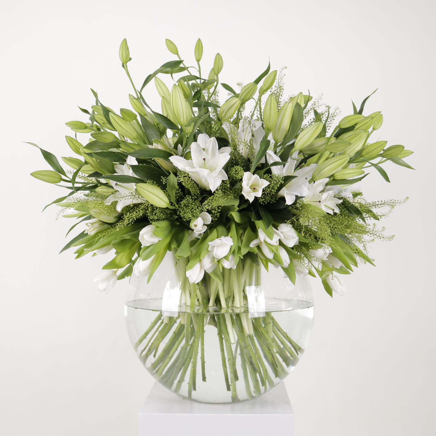 Royal Arrangement luxury floral display premium white lilies sculptural grand events high end interiors Kuwait Vitali Concept