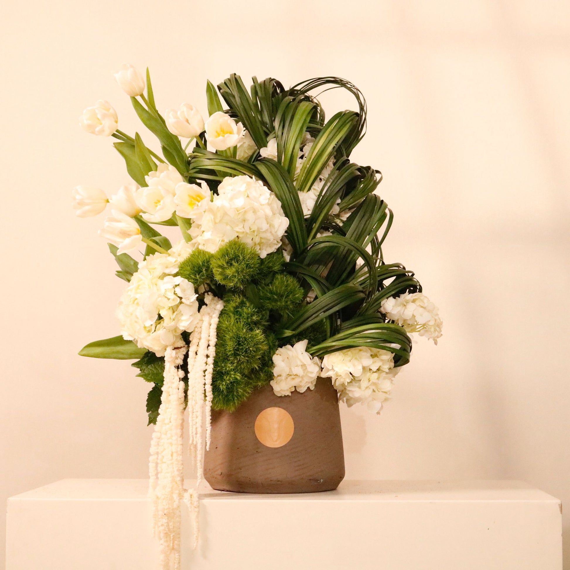 Ondas Clara luxury floral arrangement premium handcrafted soft wave toned blooms elegant gifting Kuwait Vitali Concept