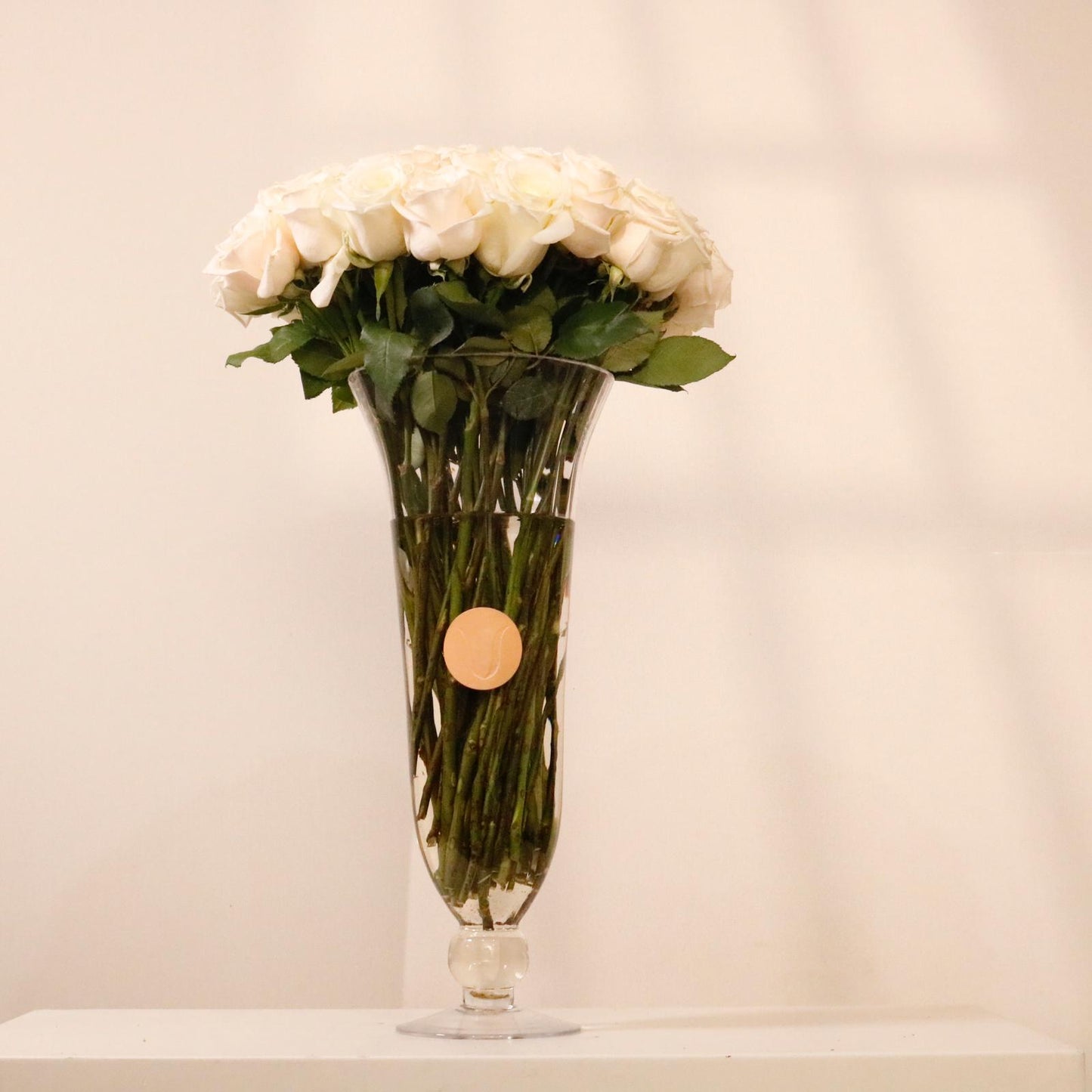 Elegancia II luxury floral arrangement long stemmed white roses pure sophistication timeless grace Kuwait Vitali Concept