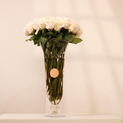 Elegancia II luxury floral arrangement long stemmed white roses pure sophistication timeless grace Kuwait Vitali Concept