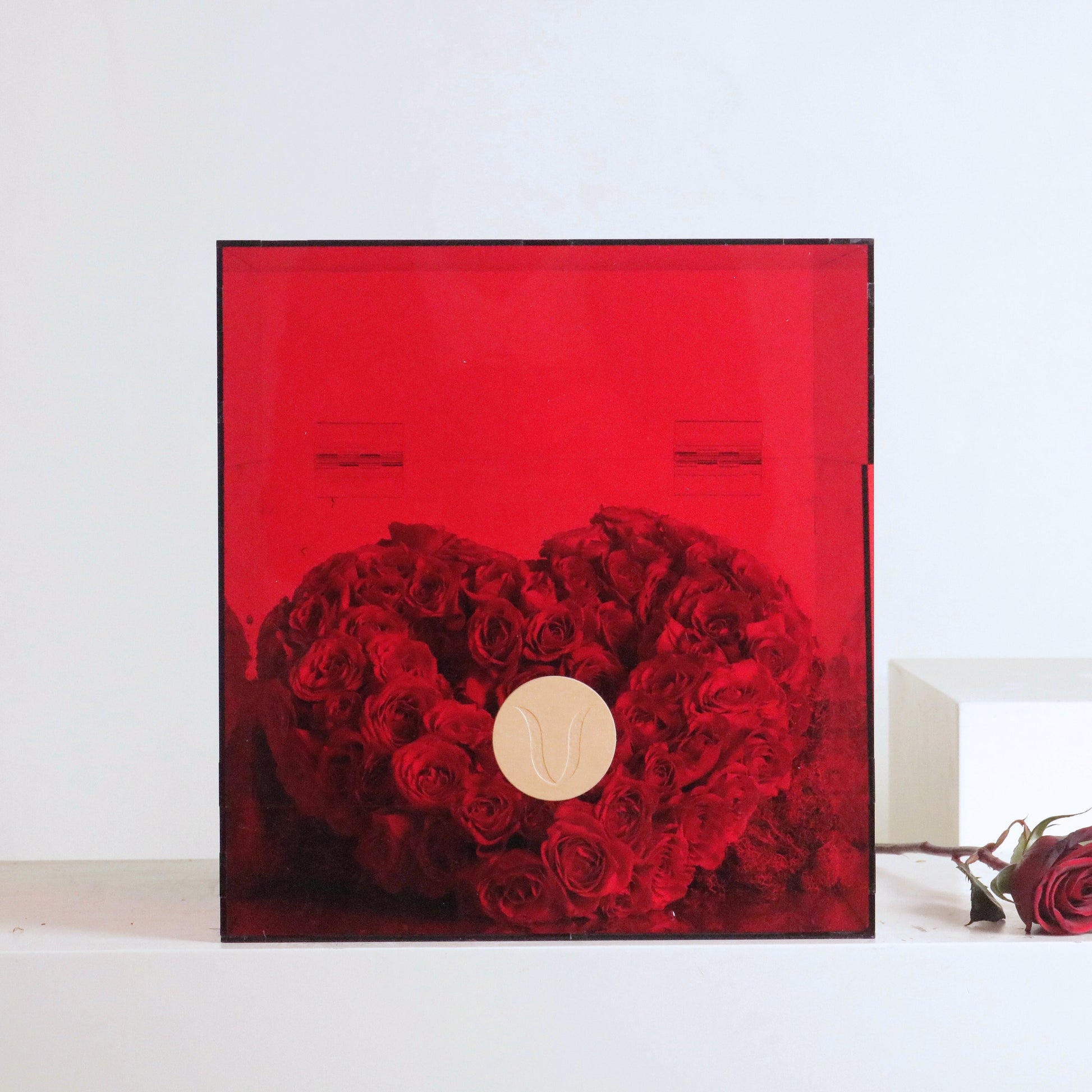 Heart in a Box with vibrant red spray roses for romantic gifts and expressions of love.