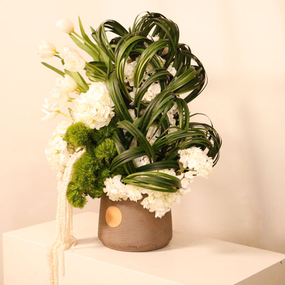 Ondas Clara luxury floral arrangement premium handcrafted soft wave toned blooms elegant gifting Kuwait Vitali Concept